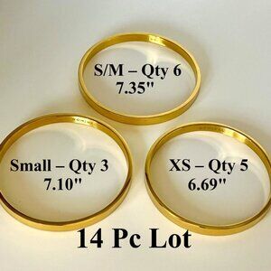 Nominal Petite 18k Gold-Coated Bangles – 14pc Set (XS/Small/S-M), Minimalist